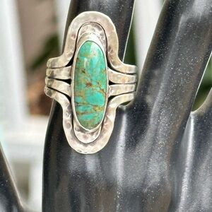 SOLD Sterling and Turquoise Statement Ring- sz8.5, TAXCO MEXICO